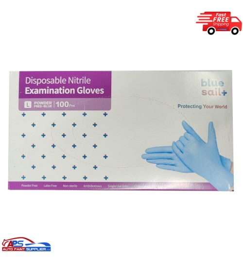 Blue Sail+ Disposable Nitrile Examination Gloves-100pcs [Large]